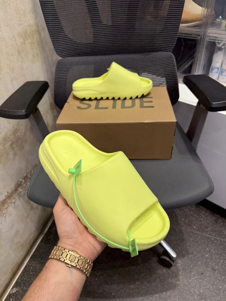 Adidaas Yeezy Slide Glow Green UA Quality With Tag Butter Papar Og Box