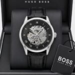 BOSS Principle Skeleton Mens Automatic black and silver